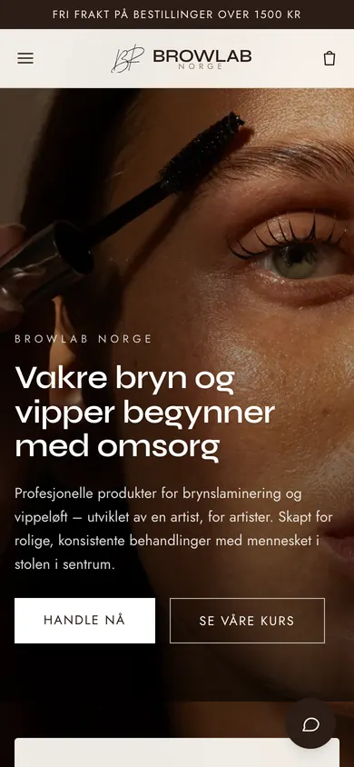Browlab-forsiden på mobil