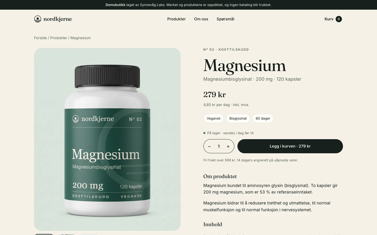 Produktside for magnesium