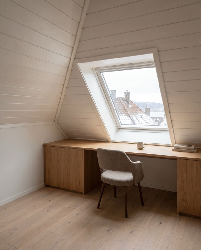 Loftsrom med nytt panel